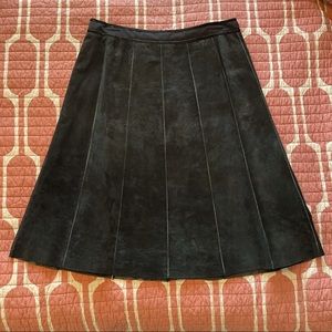 Black suede A-line skirt